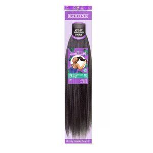 Darling Kinky Straight Pony Wrap Around 26" 1X Pack Premium Synthetic Hair 1B Bl